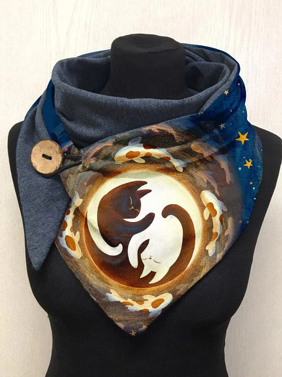 

Cat and Fish 3D Print Warm Fleece Casual Scarf And Shawl for Women