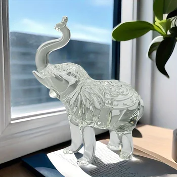 Statue d'éléphant en cristal transparent pour la décoration de la maison, artisanat, style étagère, salon, bureau, armoire 1