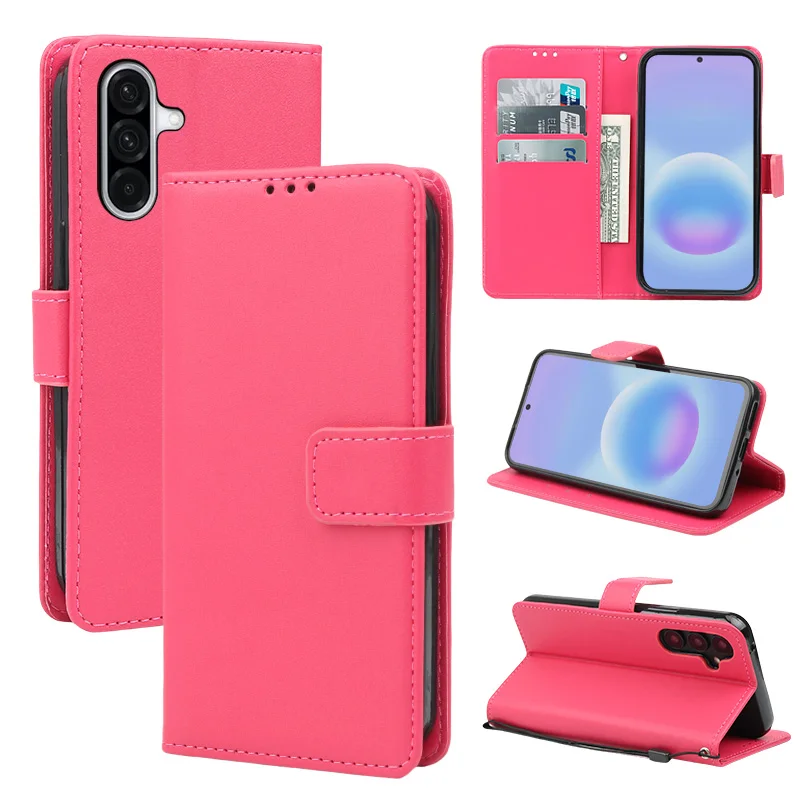 Luxury Leather Flip Wallet Phone Case with Card Holder and Holster