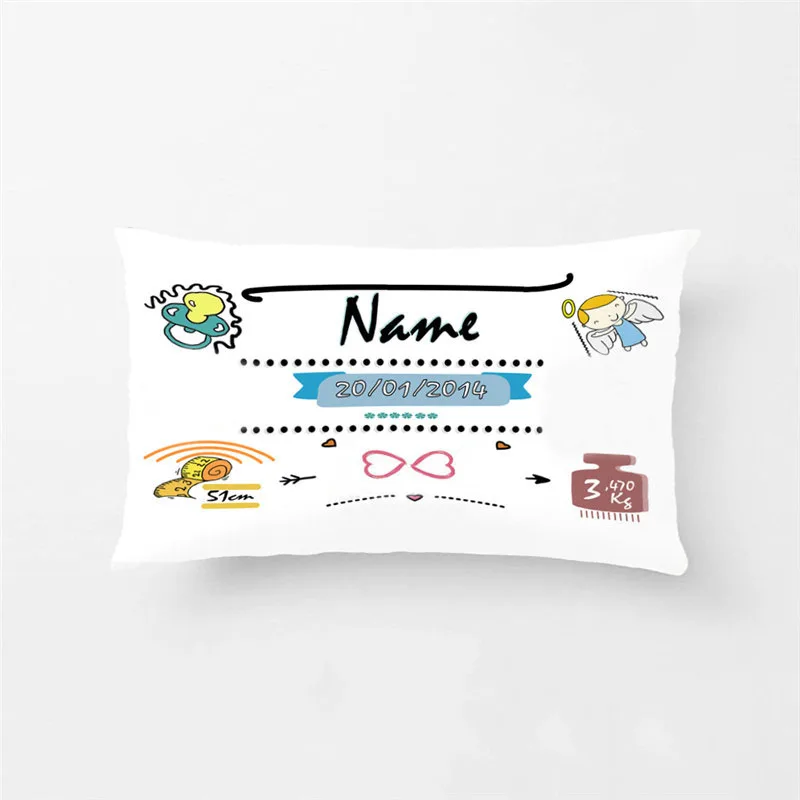 Personalized Baby Birth Pillow Case New Baby Welcome Gift, Decorative Cushion Cover Girl Pillow Case Name Pillowcase