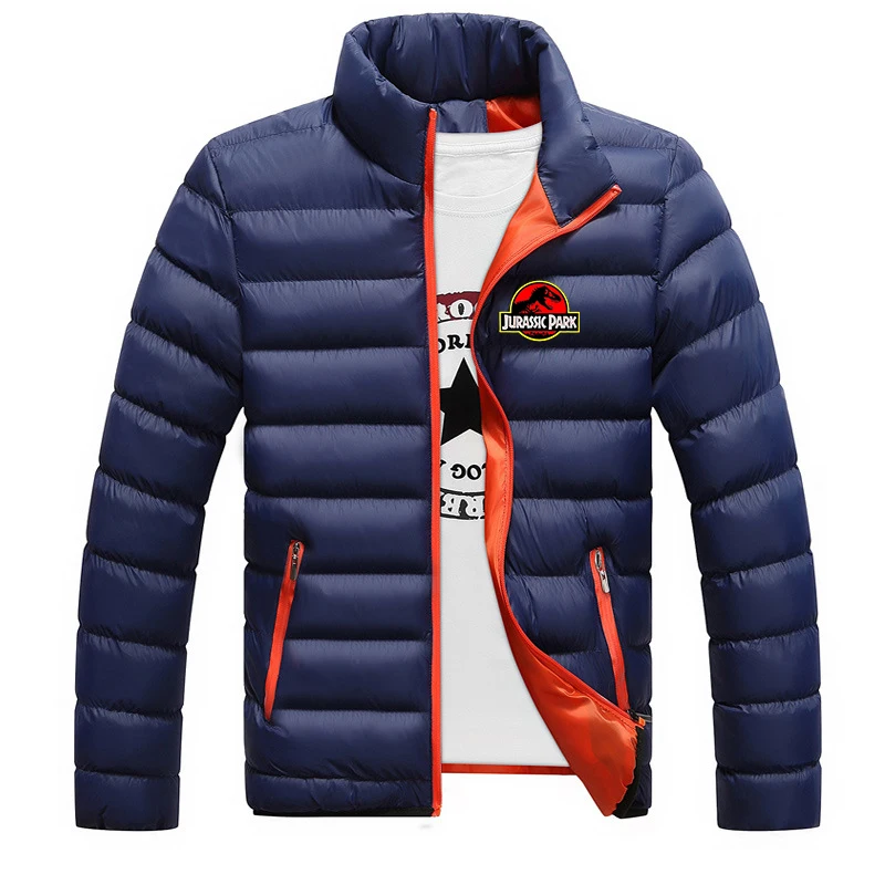 2023 New Men Jurassic Park Autumn Winter Thicken Warm Leisure Fashion Four-Color Cotton Comfortable Casual Zipper Jacket Coat