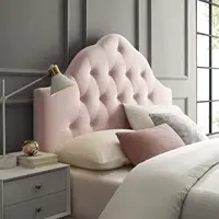 Queen Velvet Headboard with Diamond Tufting, Adjustable Height, Pink Upholstery for Bedroom Decor