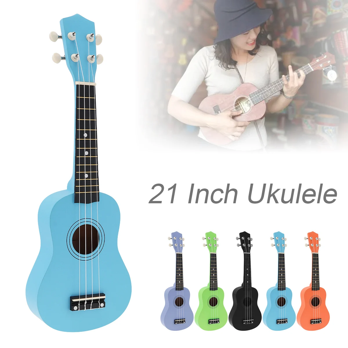 

IRIN Lovers Must-have 21 Inch Ukelele Basswood Pure Color Professional Ukelele 4 Strings Pure Tone Musical Instrument