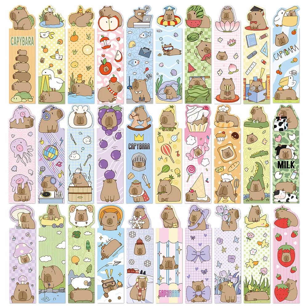 30 Cute Cartoon Capybara Bookmark Small Niche Decoration Reading Book Bookmark Desk Hand Account Portable Animal Bookmark Bookmarks Stationery Supplies Bookmark Holder