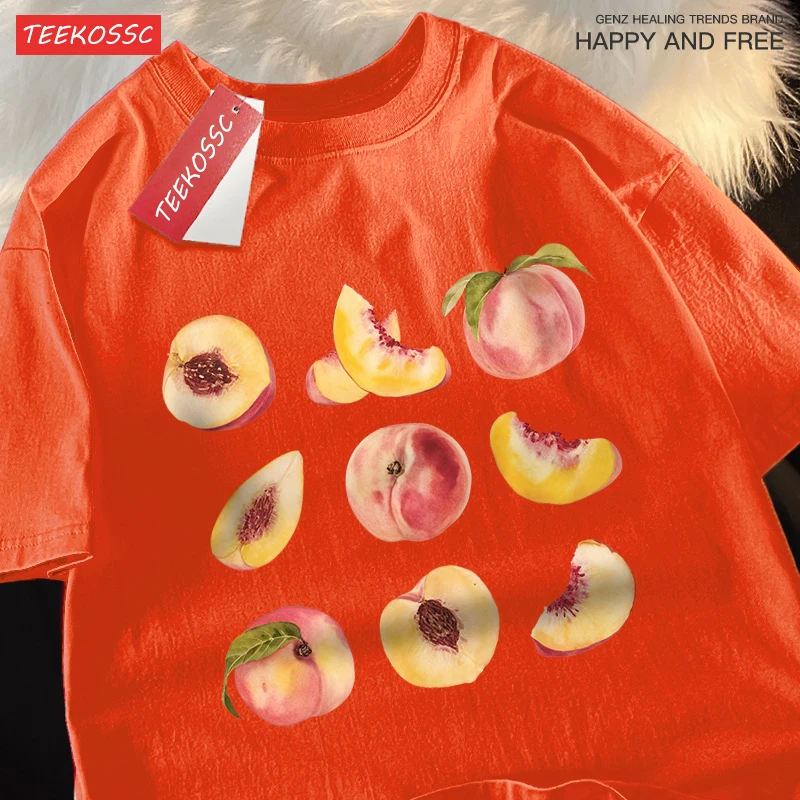 9 Ways To Eat Peaches Print Men Women Tops Pattern Crewneck T-Shirt Pattern Oversize Tee Clothing Harajuku Loose Tshirt Couple