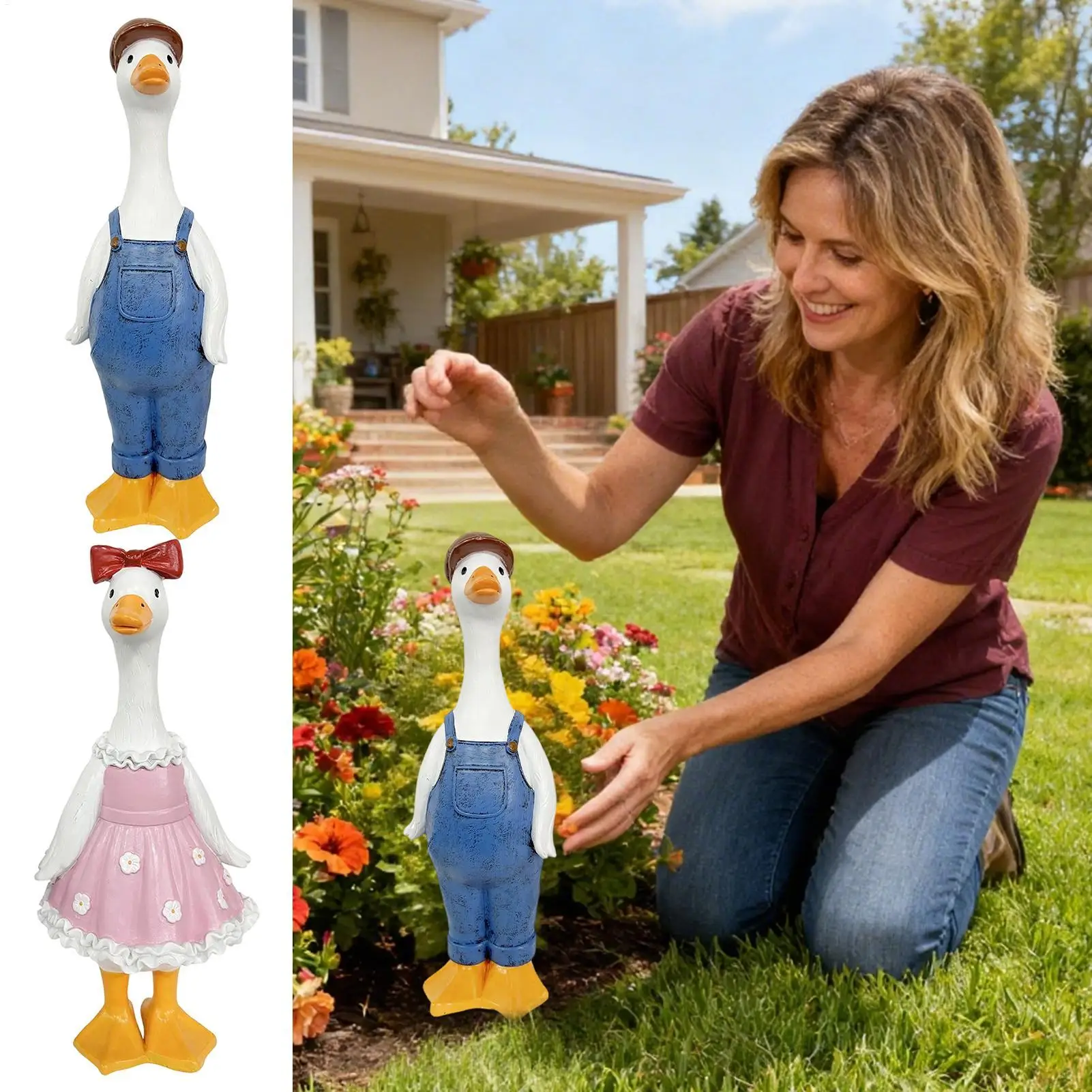 Duck Figurines Funny Animal Sculpture Home Decorations Resin Duck Sculpture For Holiday Garden Backyard Yard Porch Home