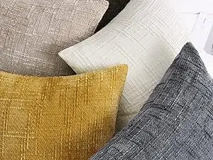 Gelbe Chenille-Kissenbezüge Frühlings-Boho Dekorative Strukturierte Neutrale 45x45CM Kissenhülle für Couch Sofa Bett Wohnzimmer – Detail 8