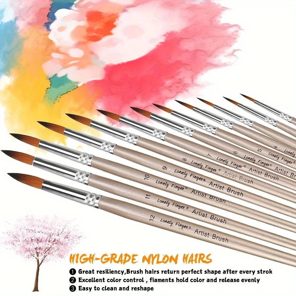 12pcs Professional Paint Brush Set 4