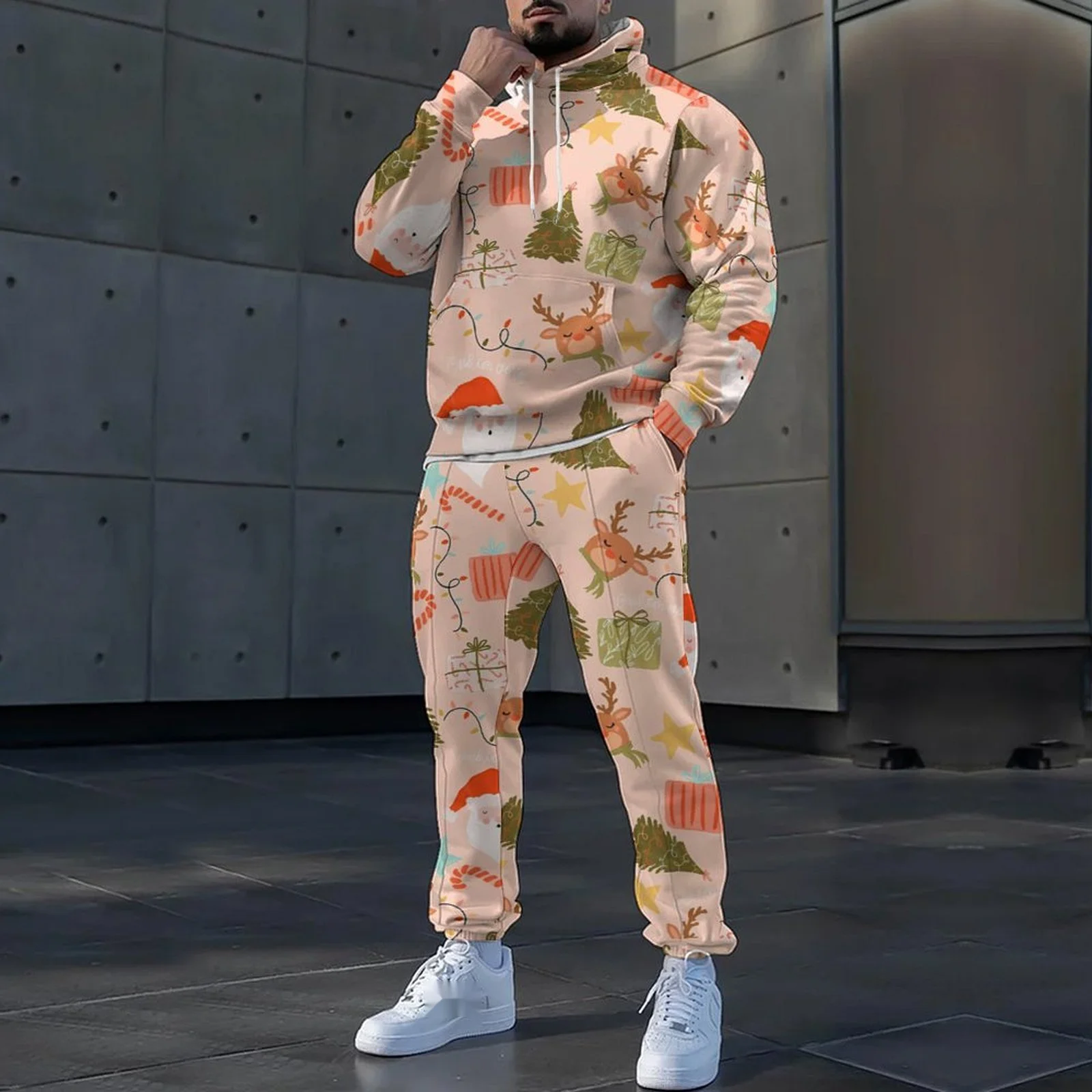 Männer frühling und herbst Europa und die Vereinigten Staaten neue Weihnachten 3D digitaldruck mit kapuze casual hoodie_voghion.com