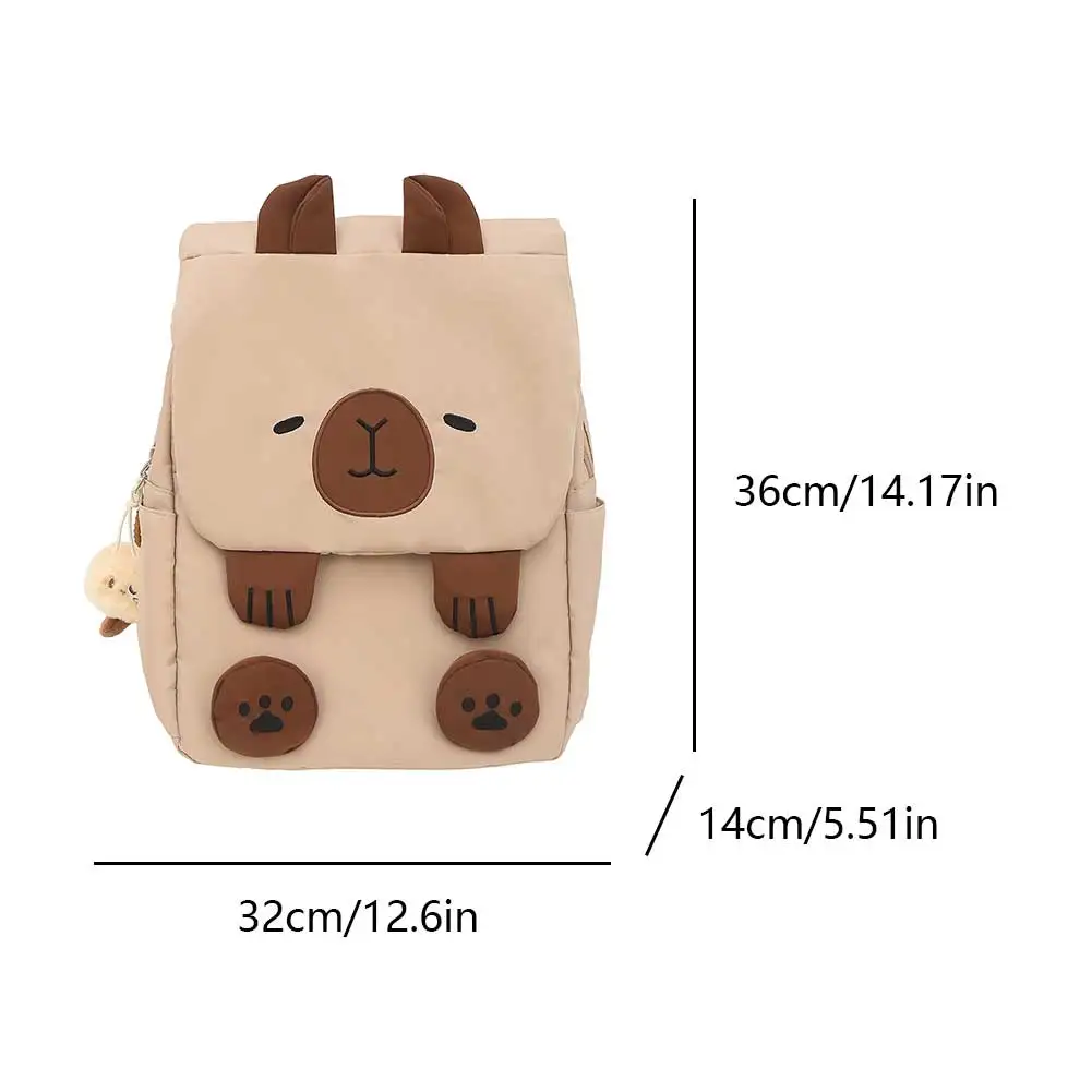 Nylon Capybara Kawaii Backpack with Zipper Closure for Women