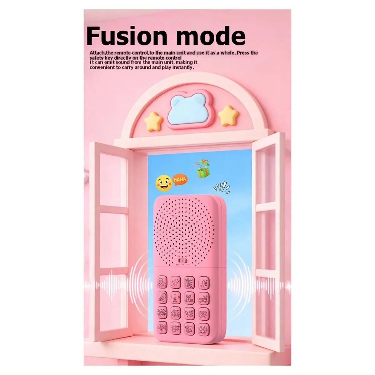 A10R 16가지 재미있는 사운드 효과 어린이 장난감 탈부착 가능 디자인, 충전식, 재미있는 장난감 핑크색