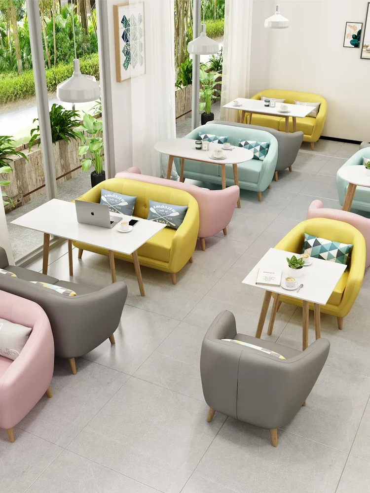 

Customized Internet celebrity sofa, milk tea shop, dessert shop, coffee shop, dessert tea restaurant, simple casual reception, n