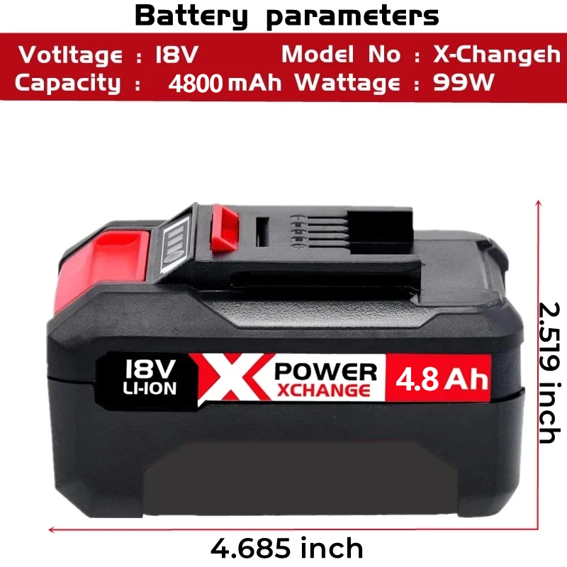 X-Change 4800mAh Replacement For Einhell Power X-Change Battery Compatible  with All 18V Einhell Tools Batteries with Led Display - AliExpress