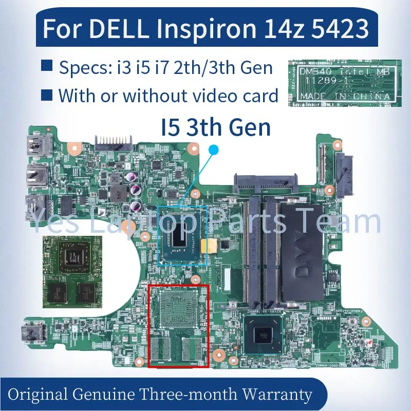 Notebook Motherboard para Dell 112891 48.4lo14.021 Ddr3 14z 5423 Placa Principal do Portátil 0mrrjr 0x9w64 i3 i5 i7 ò e ó Geração 11289-1 Ddr3