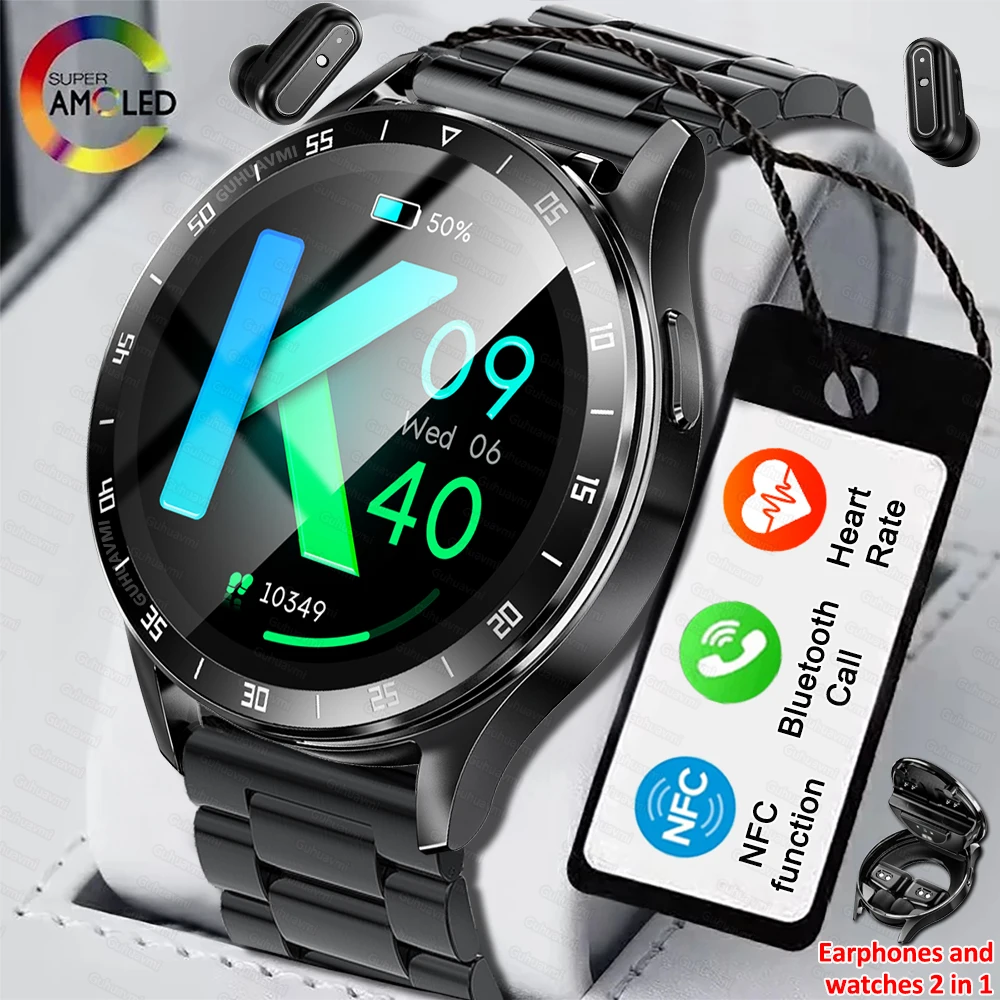 Tws Auricolare Smartwatch Uomo Musica Hifi Stereo Frequenza Cardiaca Pressione Sanguigna Sport Impermeabile Nfc Smartwatch Per Huawei Xiaomi Clock