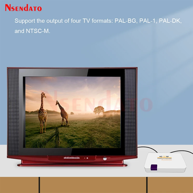 HDMI-Compatible to RF Modulator Converter Analog Signal TV Transmitter Box with Remote Control For TV Monitor Projector