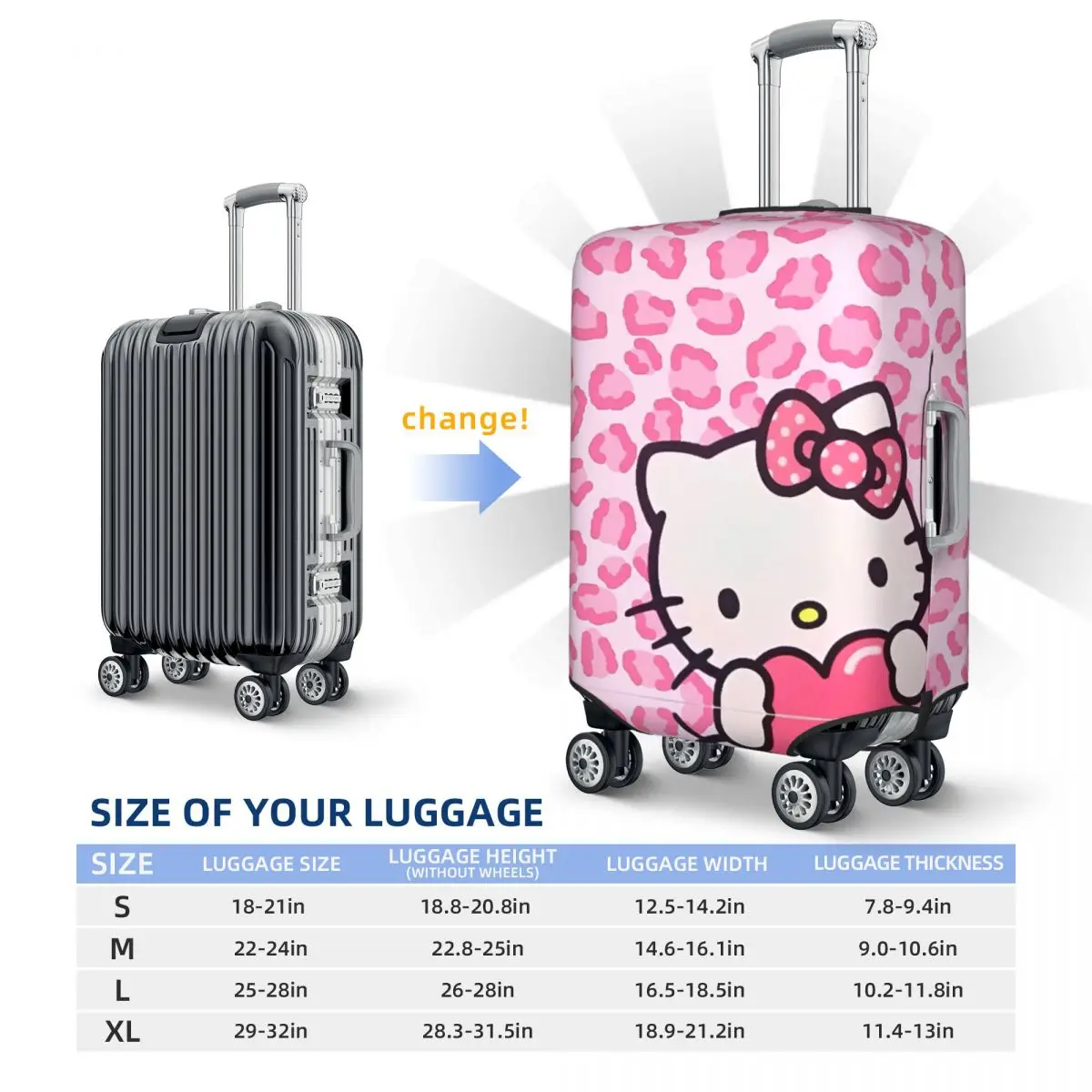 Hello Kitty Suitcase Cover Holiday Fun Cartoon Animal Customized Any Color Luggage Case Travel Protector 6