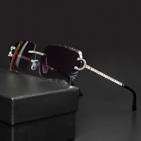 Fashion Rimless Square Sunglasses Vintage Diamond Brand Design Cut Lens Sun Glasses Men Women Metal Frame Luxury UV400 Eyewear