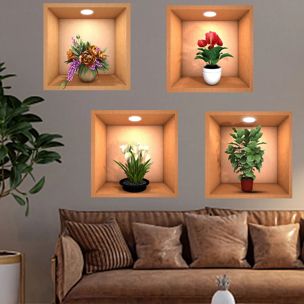 New Creative Simulation Flower Green Plant Potted 3D Wall