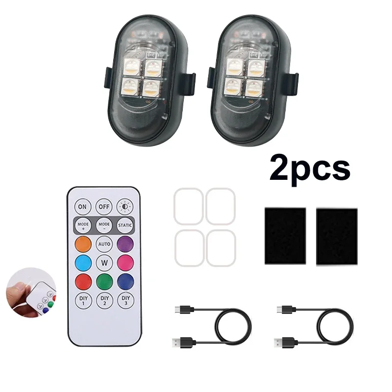 ตัวเลือกสินค้า ไฟกระพริบ LED ไร้สาย 2/4/6 ชิ้น พร้อมรีโมท สำหรับรถยนต์และมอเตอร์ไซค์
