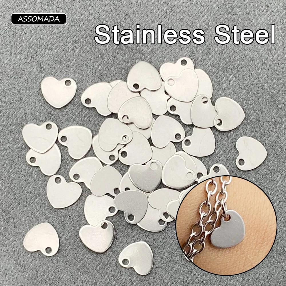 

30pcs Stainless Steel Heart Charms Beads For Neacklace Bracelet End Bead Handmade Chain Jewelry Finding DIY Jewerly Making