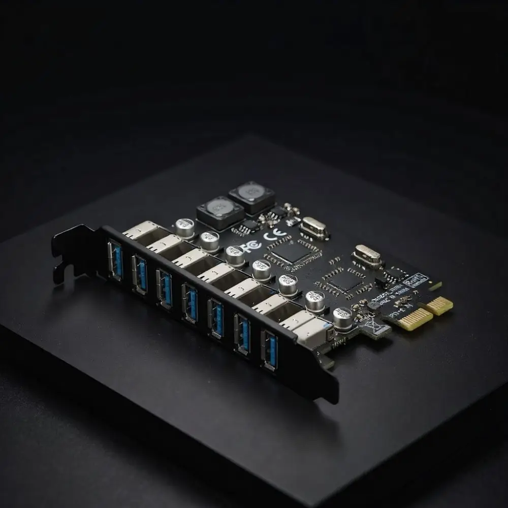 전원 필요 없음 7포트 PCIe-USB 어댑터 카드 5Gbps 속도 빠른 전송 PCIe USB 허브 USB 3.0 확장 카드 게이밍 PC용