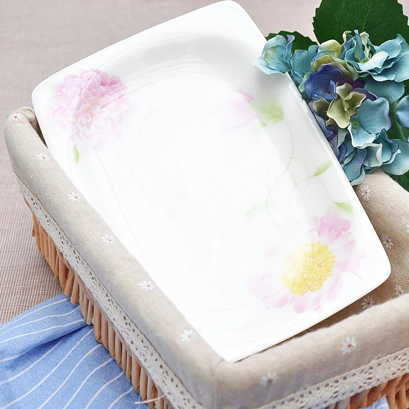 12 inch, real bone china serving dinner plate, sun-flower, porcelain tableware fish dish, ceramic charger plates, kitchen dishes