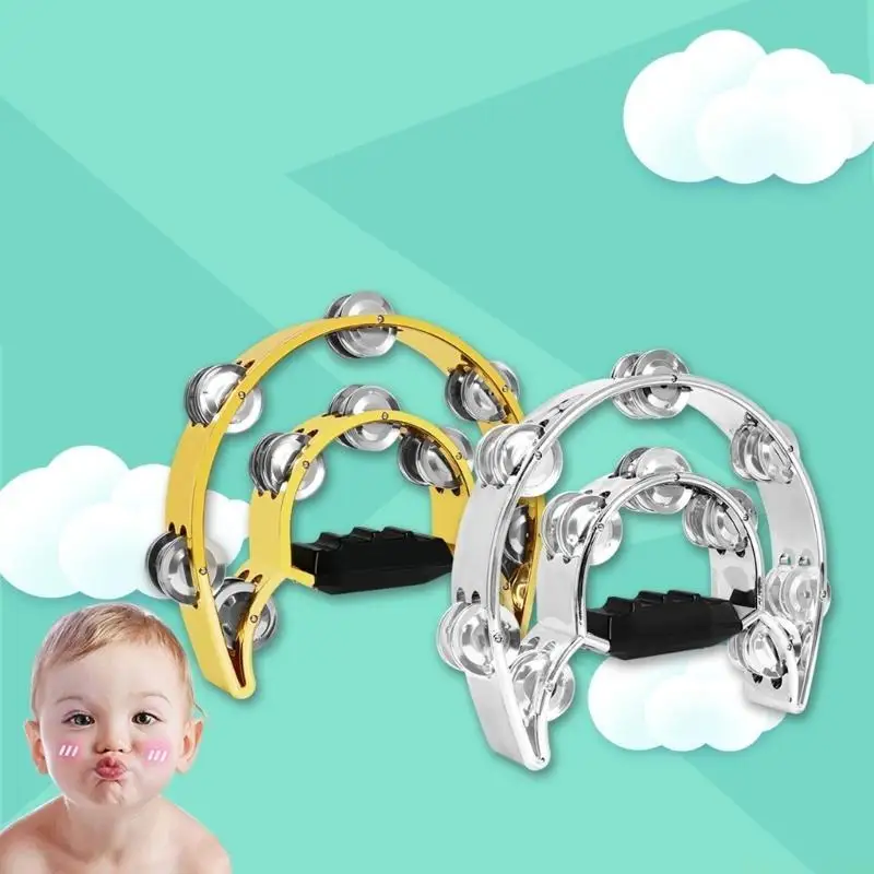 U2JB 탬버린 성인 키즈 휴대용 탬버린 금속 징글 타악기