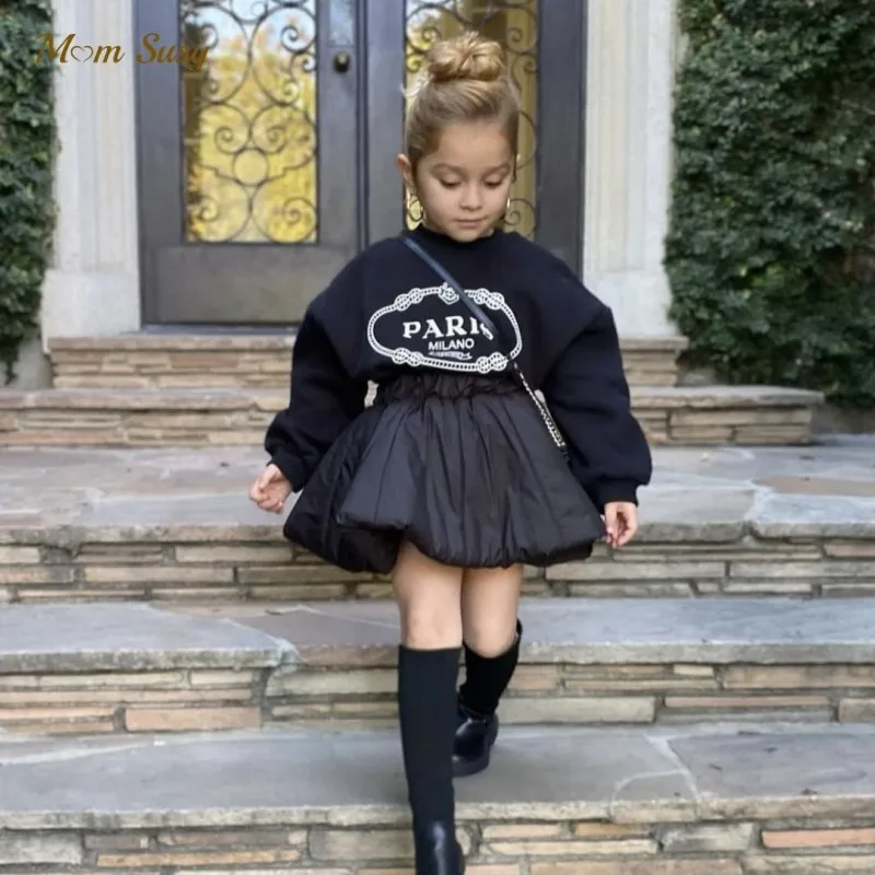 Fashion Children Hoodie Infant Toddler Baby Girl Boy Sweatshirt Fleece Casual Letter Print Top Outfit 1-10Y