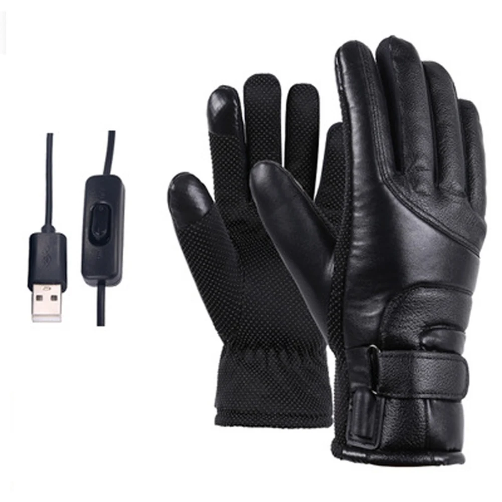 Outdoor Cycling Thermal Bike Gloves Waterproof USB Electric Heating Gloves Touchscreen Hand Warmer for Hiking Skiing Fishing