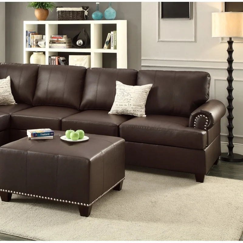 Contemporary Sectional Modern Sofa 2Pc Washable Reversible Loveseat Couch Chair 