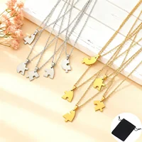 Collier Puzzle en forme de cœur avec nom personnalisé, en acier inoxydable, Puzzle d'amour personnalisé, collier d'amitié, bijoux de famille, cadeau 2