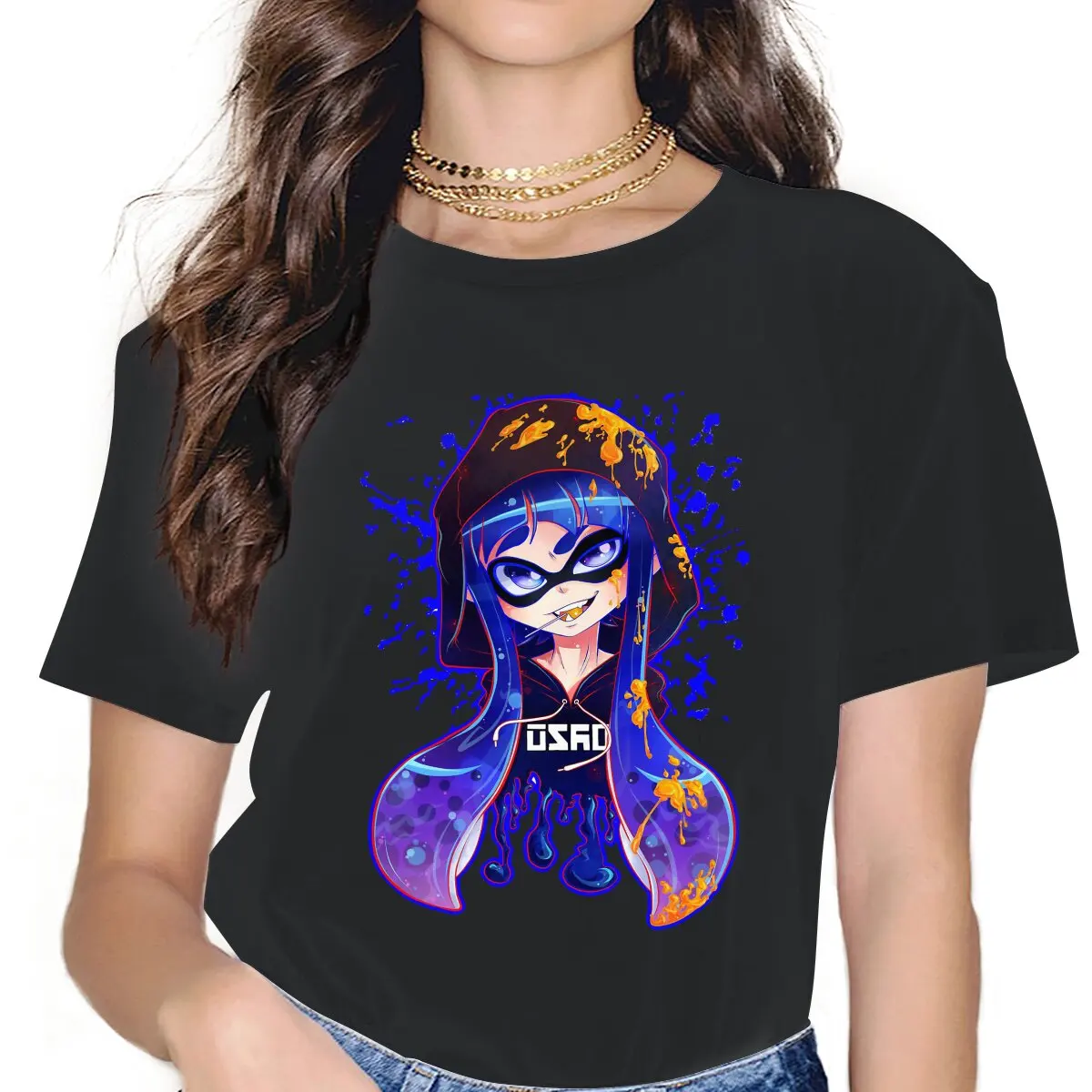 

Inkshot Women Clothing Splatoon Colorful Game Graphic Female Tshirts Vintage Alternative Loose Tops Tee Kawaii Girls Streetwear