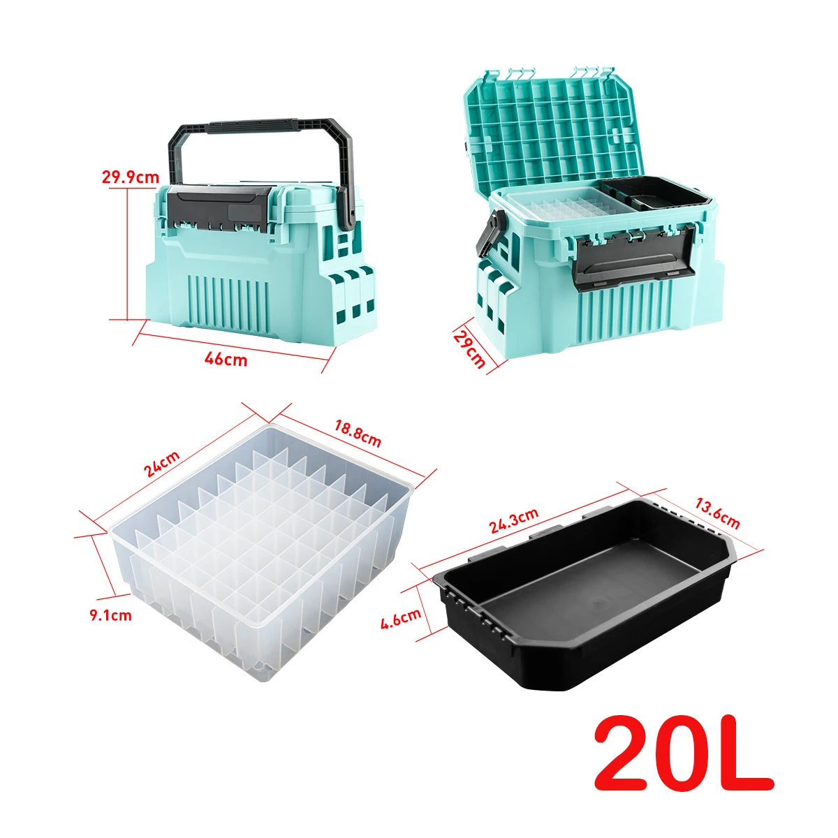 Fishing Tackle Box 20L with egi box Multifunction for seawater Fishing