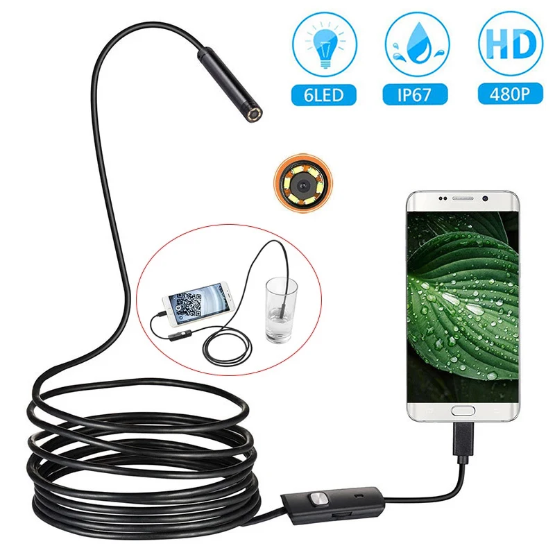 5.5mm 7mm Endoscope Camera USB TypeC 3 In 1 Android Camera Borescope