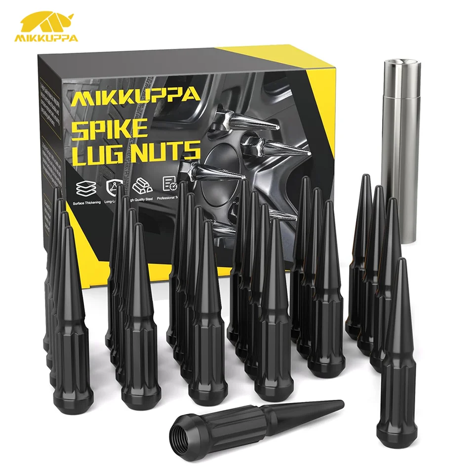 Kit 24 Porcas Roda Mikkuppa M14x1.5 - Pretas 4.4 Polegadas Para Silverado F-150 F-250