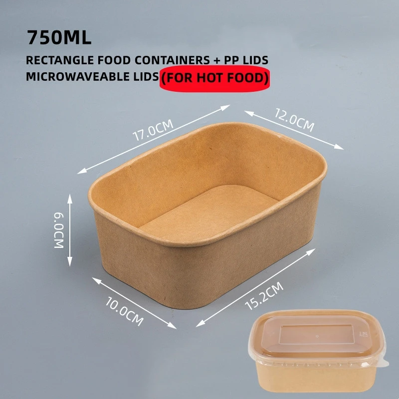 Kraft Rectangular Hot Food Container, 750ml - Westpak