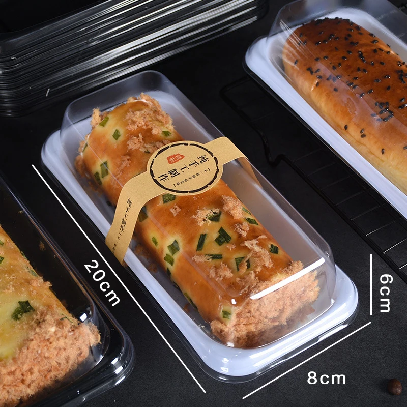 50pcs Plastic Roll Cake Boxes with Clear Lid, Disposable Dessert Containers for Hot Dog... - SKU PRCB2013 - UGI Packaging