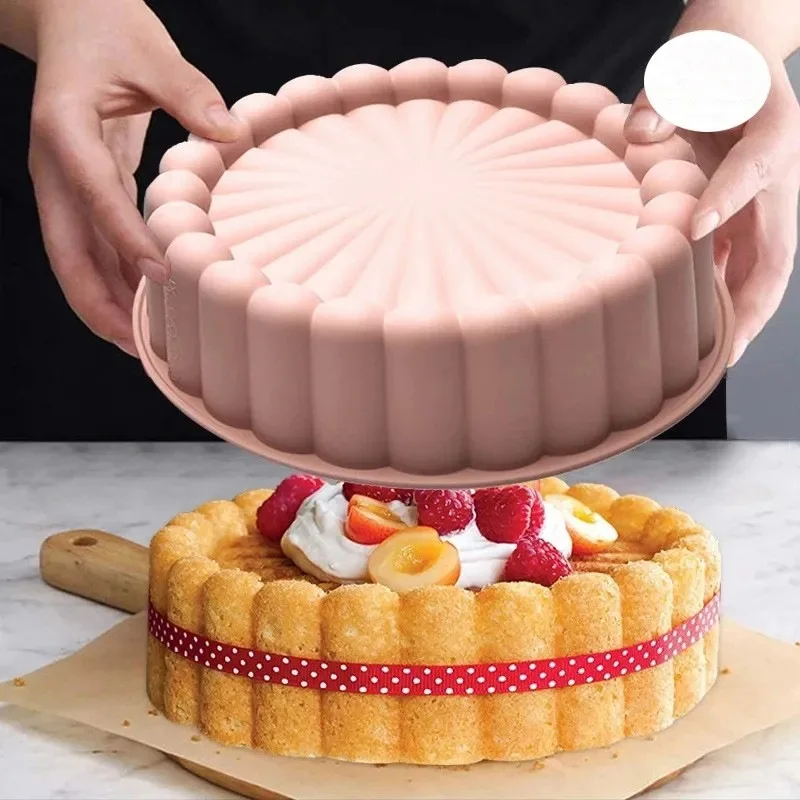 

3D Silicone Cake Pan Charlotte Silicone Baking Pan Non-Stick Round Silicone Molds for Cheese Cake Bread DIY Baking Mold