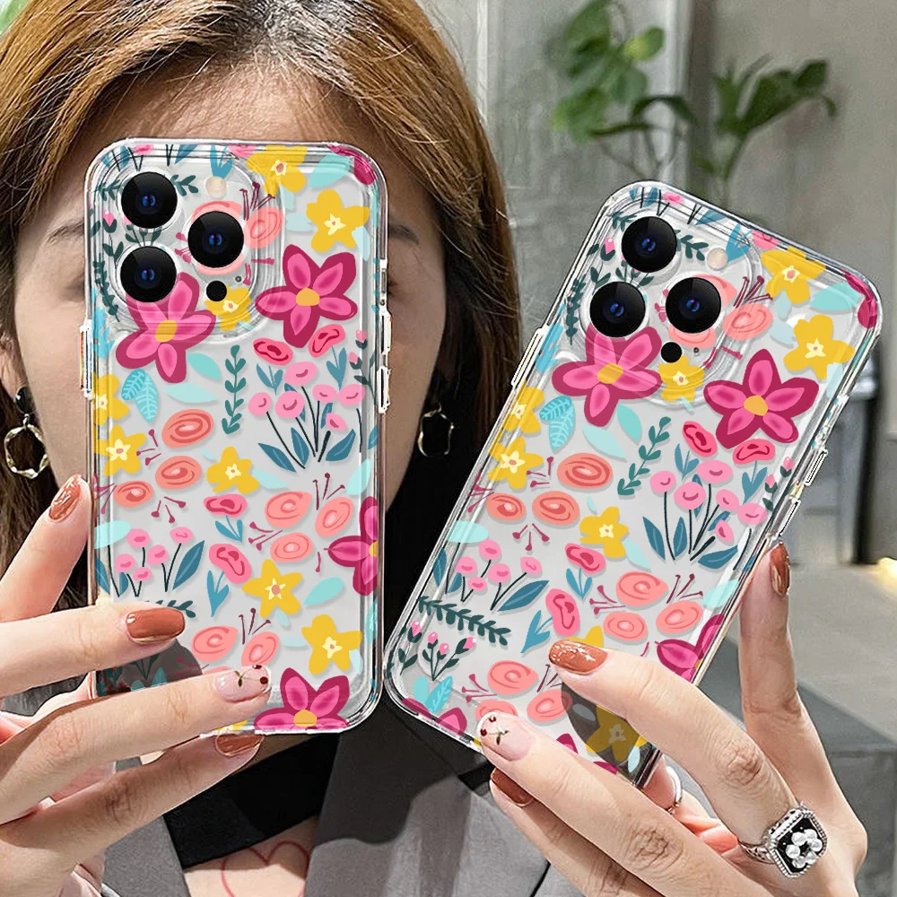 Flower Clear Phone Case multiple angles