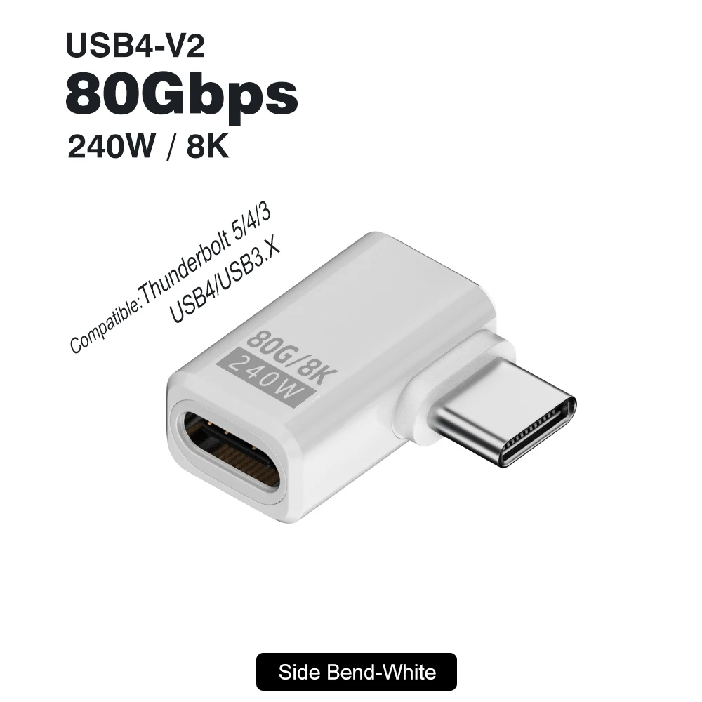Enhanced Angled USB-C Adapter - 240W Elbow Connector, Ultra-Fast Data Transfer