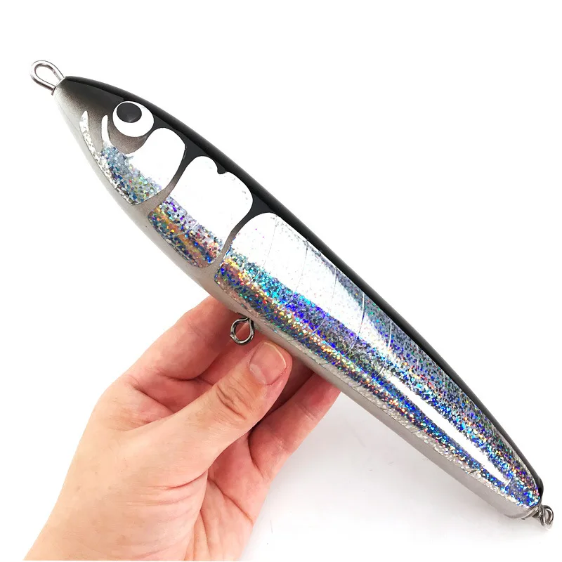 90g 120g 140g Fishing Lures Popper Wooden Trolling Big Bait Lure Topwater  Surface Saltwater Pencil Bait Popper Sea Fishing Lure