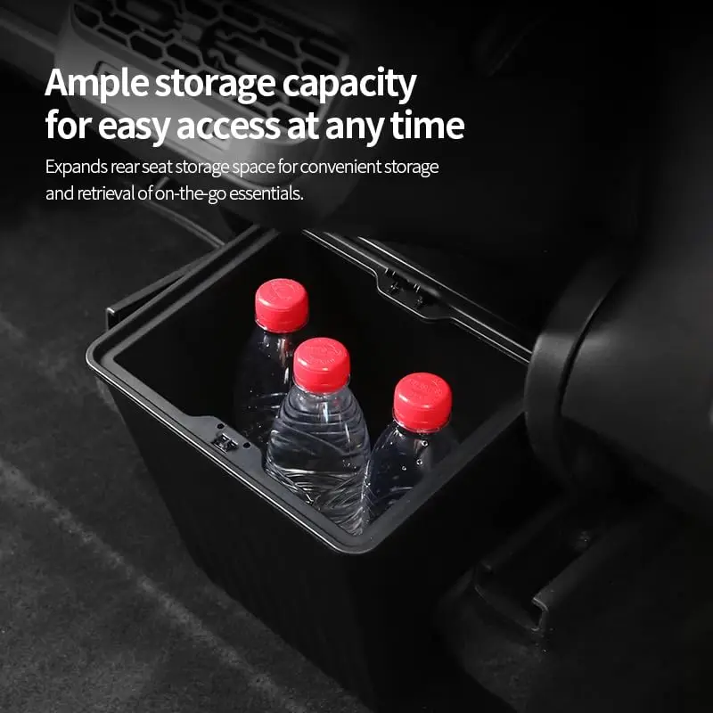 Car Trash Can Rear Center Console Trash Can Storage Box for Tesla Model Y-Backseat Storage Box Garbage Can With Push-to-Open Lid