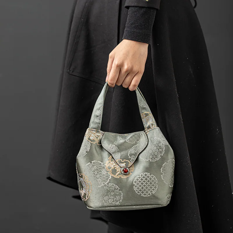 Chinese-Style Interwoven Silk Tea Bag Portable Travel Tea Set Storage Bag Brocade Teacup Teapot Cloth