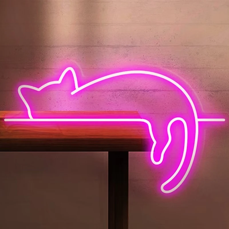 

Sleep Cat Neon Sign Custom Cute Kitty LED Neon Light Kawaii Wall Room Decoration Support Custom Aesthetics Room Neon Decor