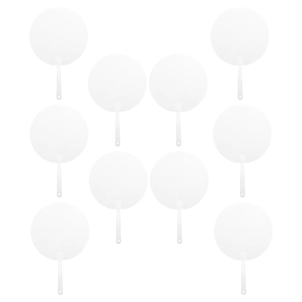Bulk hand fan Round Graffiti Performance Blank DIY Handicrafts Supplies Transparent Pvc Painting Fans Performance Fan 10Pcs