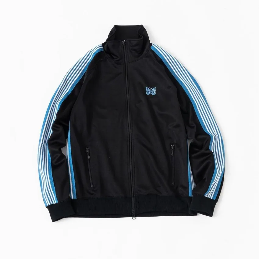 

New Needles Jackets Men Women High Street Embroidery Butterfly Logo Needles Track Jacket Outerwear Stripe AWGE Coats