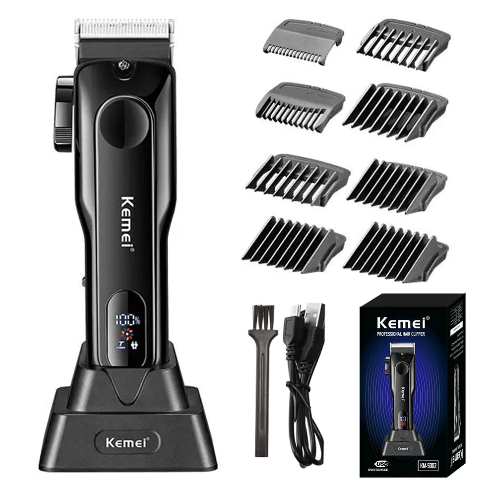 

Kemei Usb Charging Base Digital Display Hair Trimmer Adjustable Powder Metallurgy Tool Head Hair Clipper Km-5082