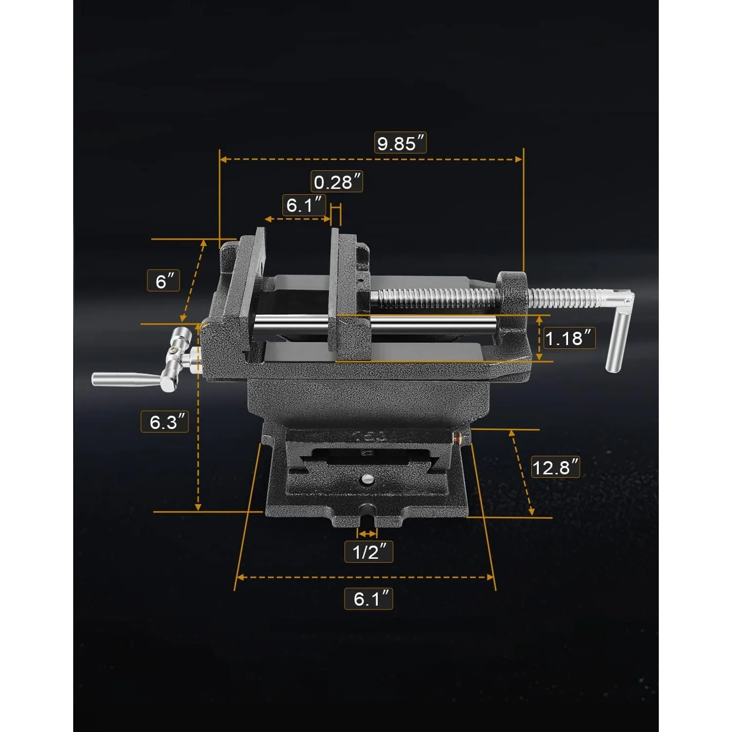 6" Cross Slide Vise, Drill Press Milling Vise, Portable Bench Clamp, 6 In Jaw Width, Table Vise Clamp for CNC Milling Machine 2