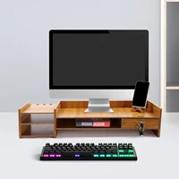 Wood Desk Organizer Home Office Desktop Storage Drawer Computer Holder With Lock 1
